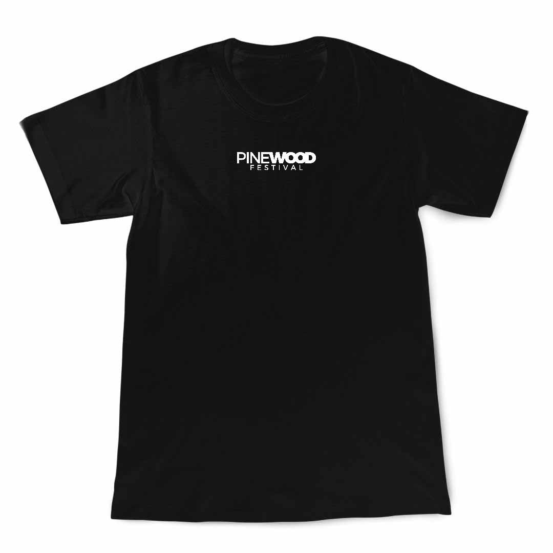 PINEWOOD BASIC T-Shirt Nera 100% Cotone, Ricamo Frontale Logo Pinewood Festival - Ricamo Bianco su Nero'22